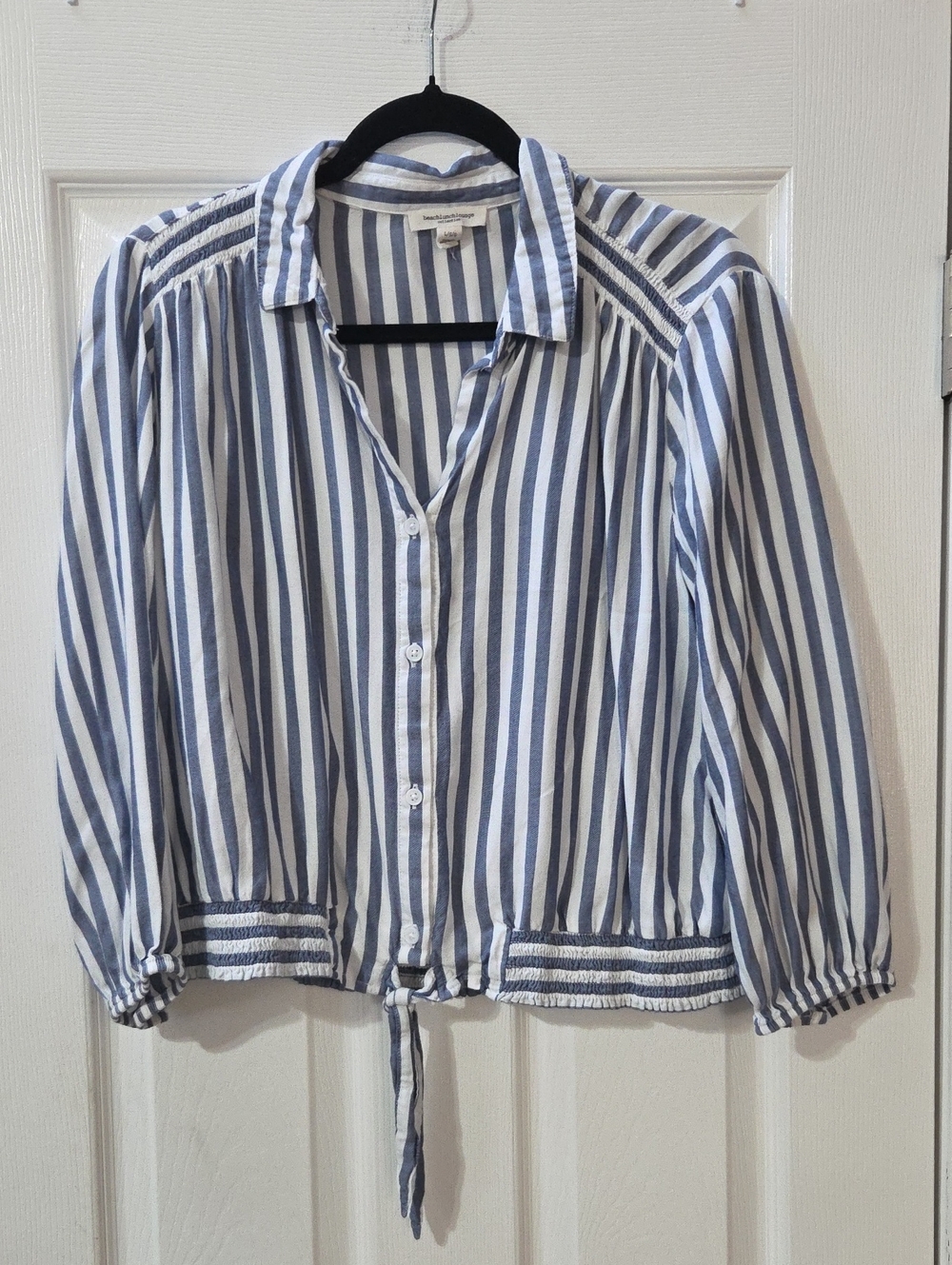 beachlunchlounge Blue & White Striped Button-Front Top